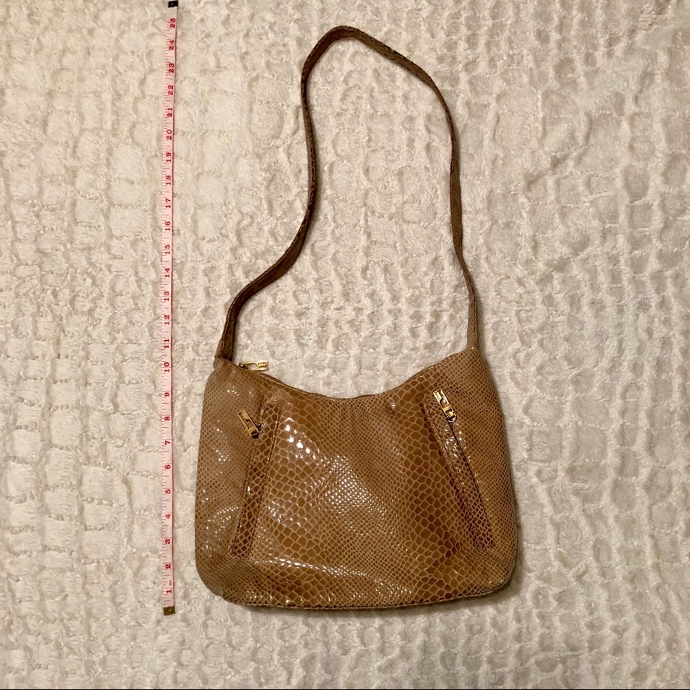 Pinky Leather Snake Print Handbag